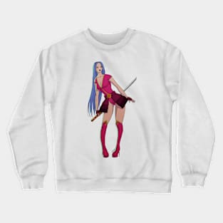 Blue hair pinup with katana Crewneck Sweatshirt